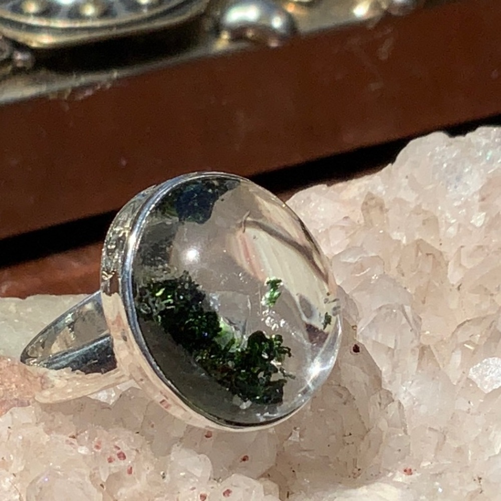 LODOLITE PHANTOM QUARTZ 925 Sterling Silver Ring, Size 8 - Picture 3 of 9